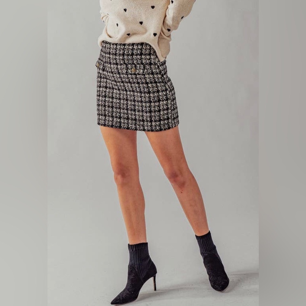 Plaid Tweed Mini Skirt